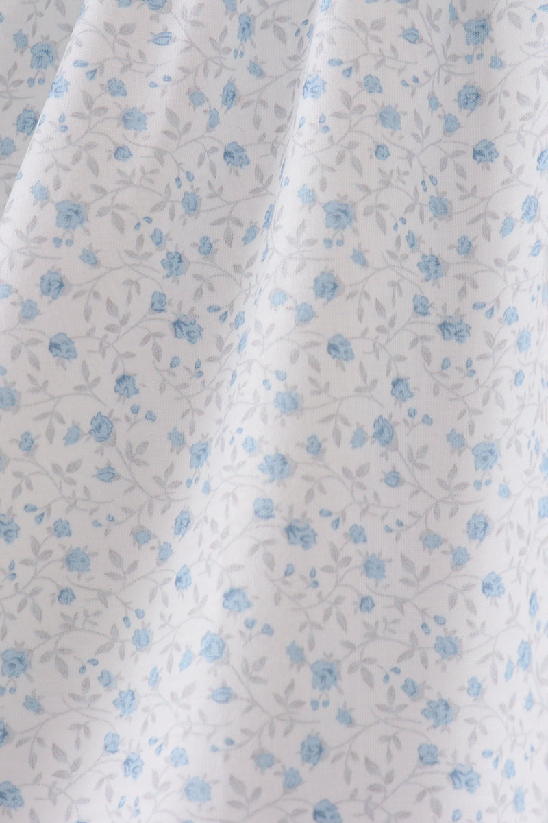 Blue Floral Embroidered Dress - Aaria Tees Aaria Tees