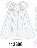Blue Floral Embroidered Dress Aaria Tees