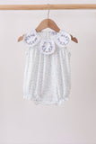 Blue Floral Embroidered Bubble - Aaria Tees Aaria Tees