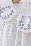 Blue Floral Embroidered Bubble - Aaria Tees Aaria Tees