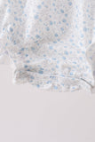 Blue Floral Embroidered Bubble - Aaria Tees Aaria Tees