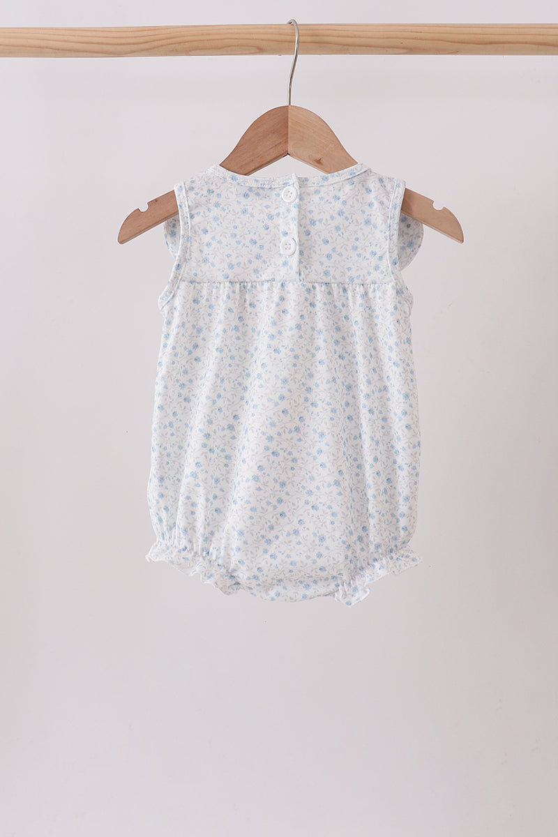 Blue Floral Embroidered Bubble - Aaria Tees Aaria Tees