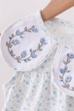Blue Floral Embroidered Bloomer Set - Aaria Tees Aaria Tees