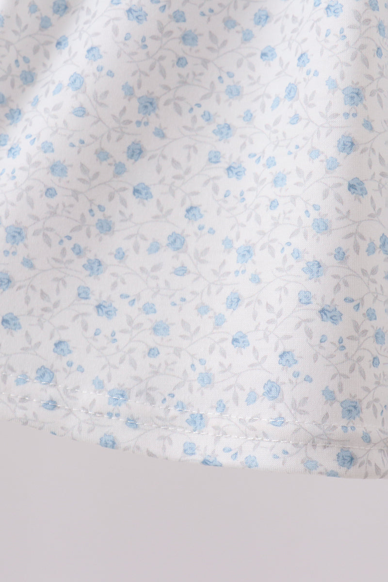 Blue Floral Embroidered Bloomer Set - Aaria Tees Aaria Tees