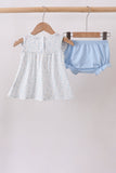 Blue Floral Embroidered Bloomer Set - Aaria Tees Aaria Tees