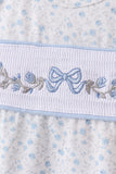 Blue Floral Smocked Ruffle Bloomer Set - Aaria Tees Aaria Tees