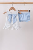 Blue Floral Smocked Ruffle Bloomer Set - Aaria Tees Aaria Tees
