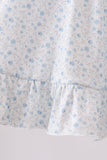 Blue Floral Embroidered Ruffle Shorts Set - Aaria Tees Aaria Tees