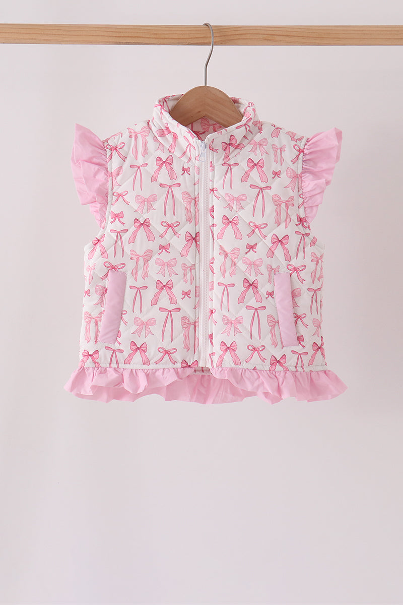 Pink bow ruffle vest - Aaria Tees Aaria Tees