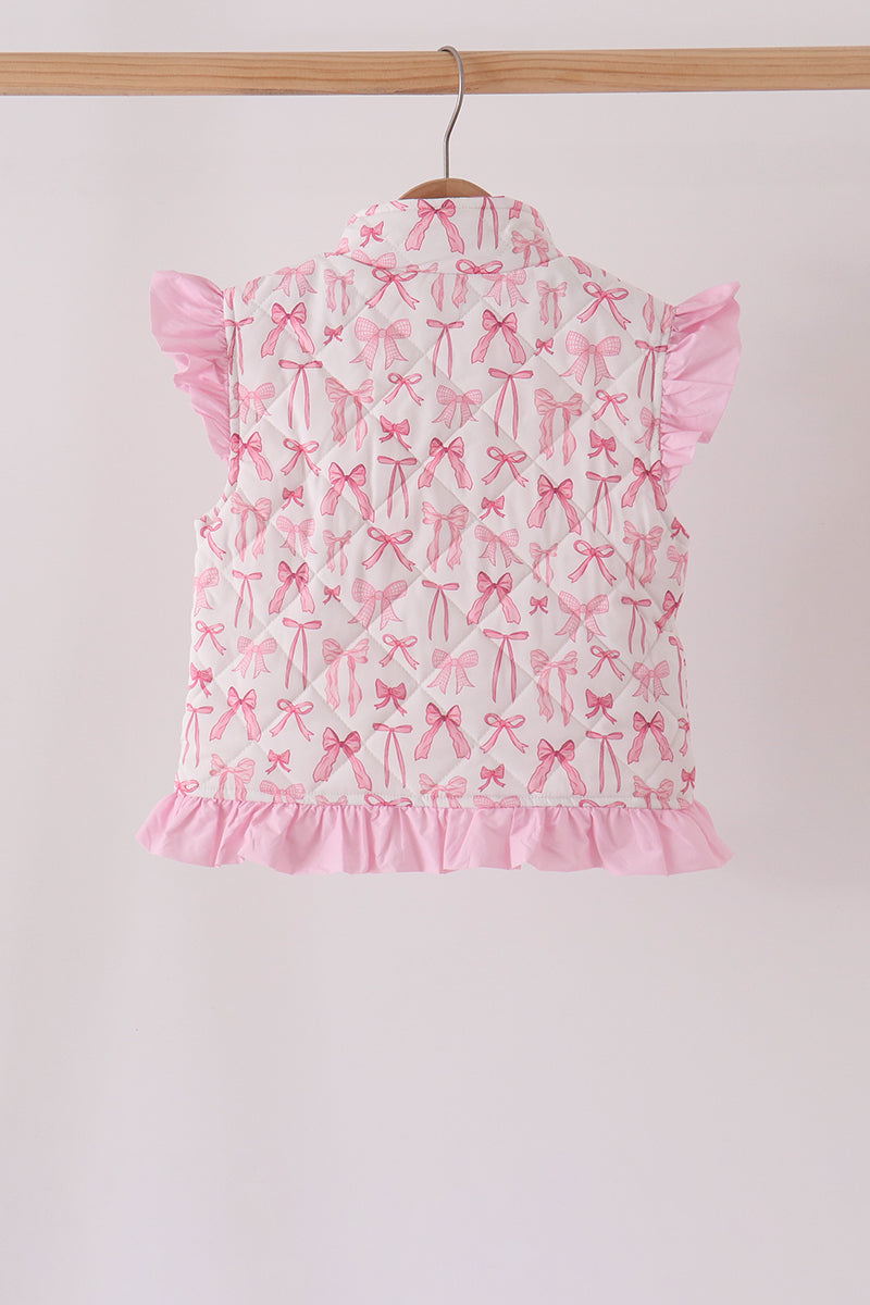 Pink bow ruffle vest - Aaria Tees Aaria Tees