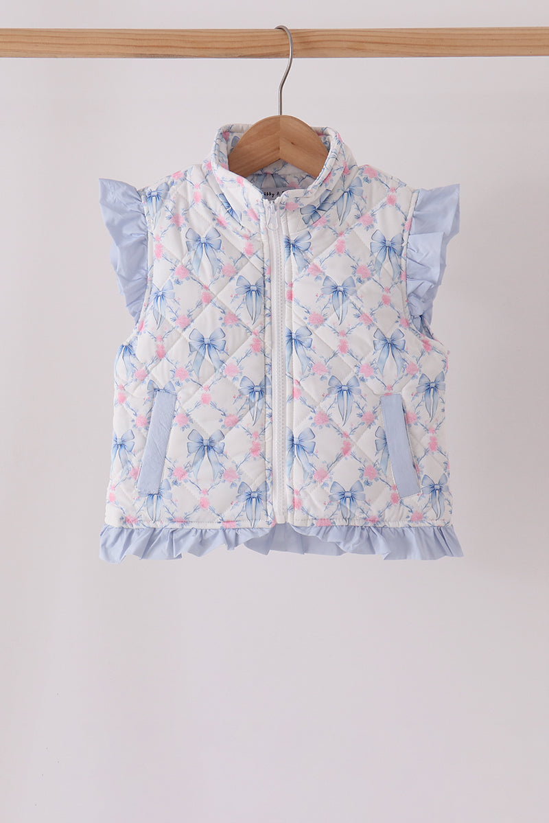 Sky floral bow ruffle vest - Aaria Tees