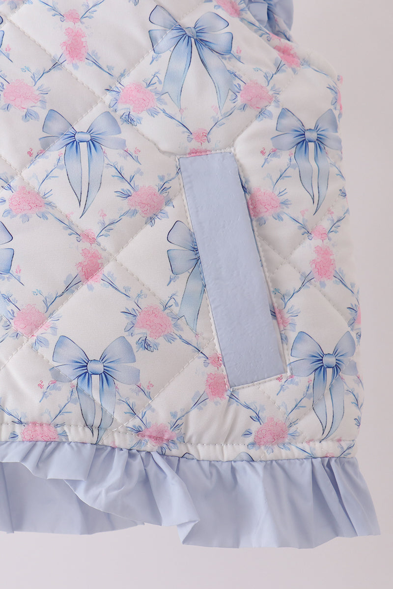 Sky floral bow ruffle vest - Aaria Tees Aaria Tees
