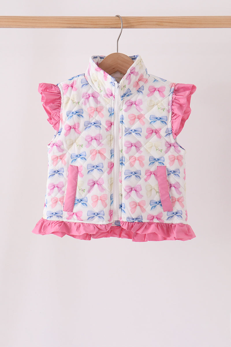 Hot pink bow ruffle vest - Aaria Tees Aaria Tees