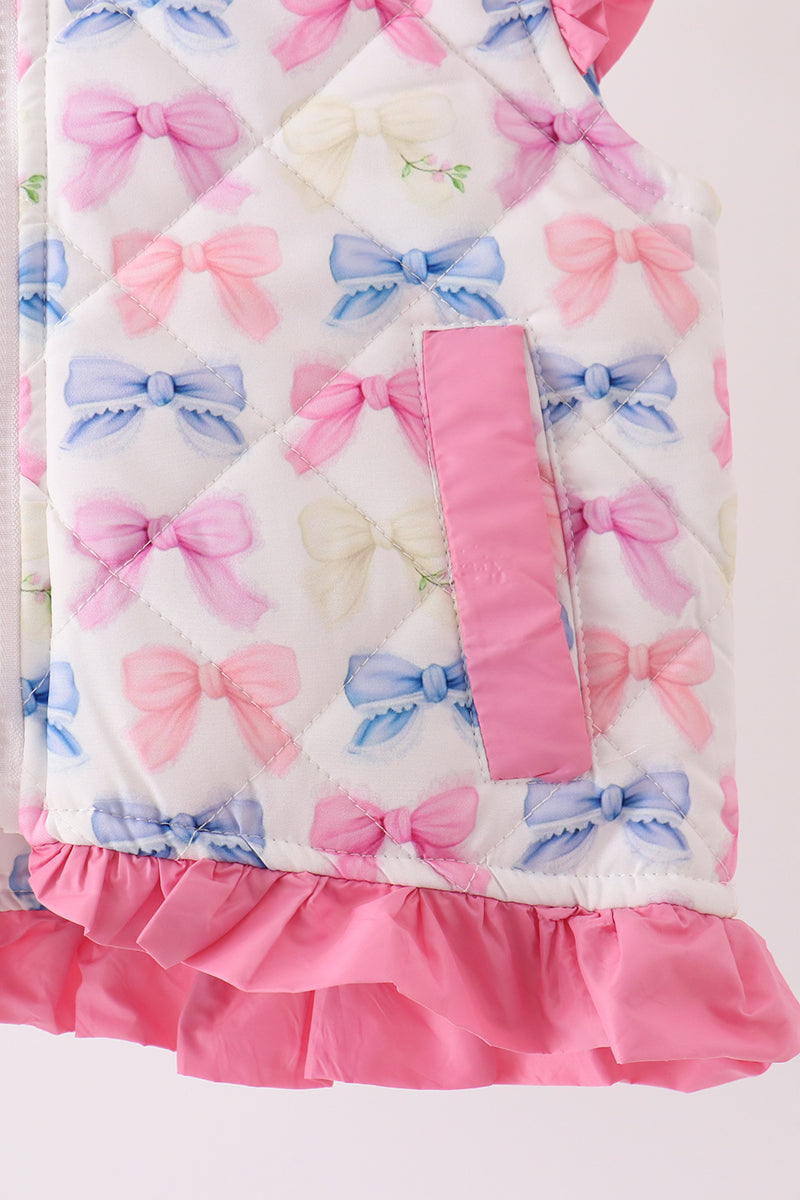 Hot pink bow ruffle vest - Aaria Tees Aaria Tees