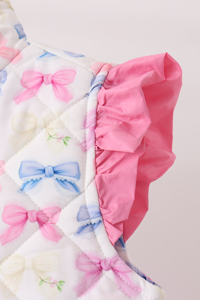 Hot pink bow ruffle vest - Aaria Tees Aaria Tees