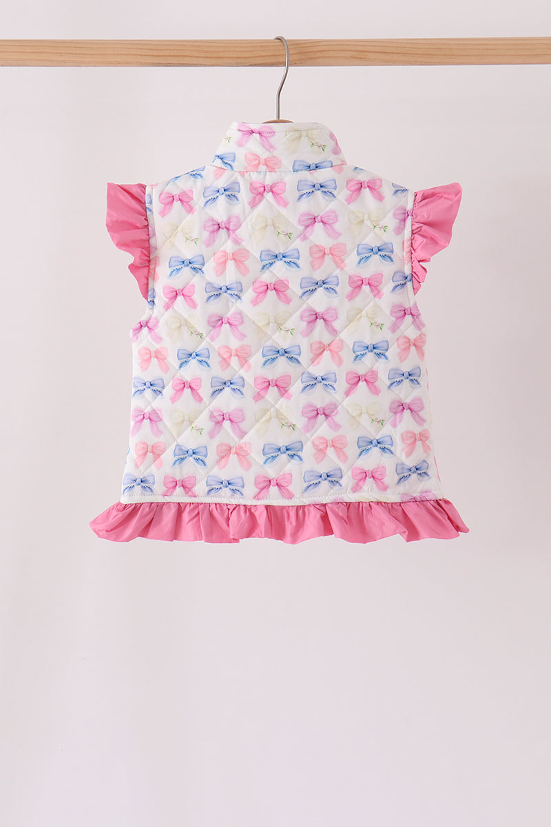Hot pink bow ruffle vest - Aaria Tees Aaria Tees