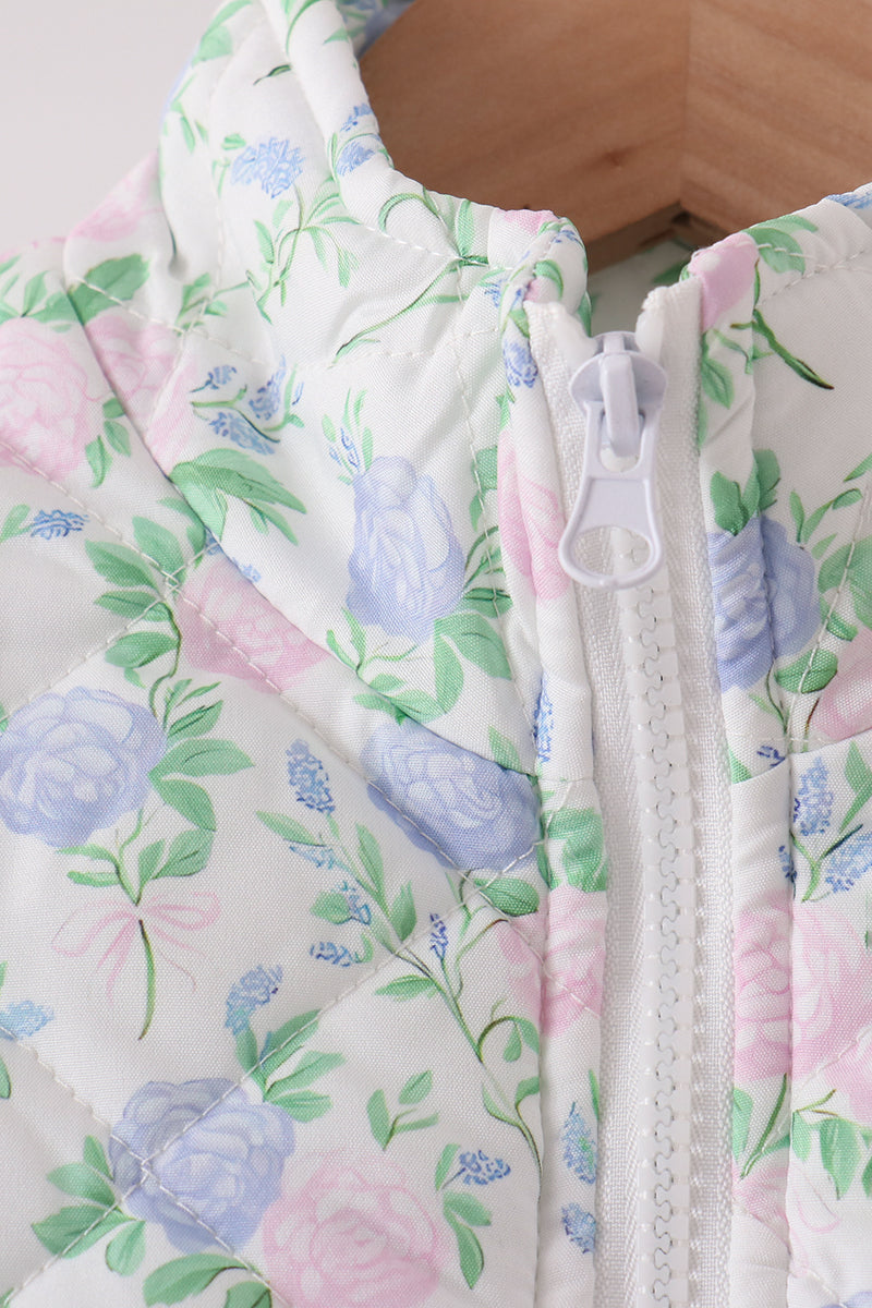 Pink floral ruffle vest - Aaria Tees Aaria Tees