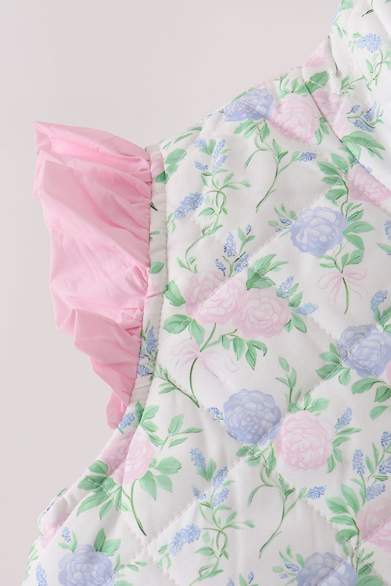Pink floral ruffle vest - Aaria Tees Aaria Tees