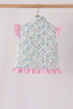 Pink floral ruffle vest - Aaria Tees Aaria Tees