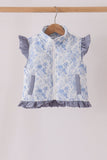 Blue floral ruffle vest - Aaria Tees Aaria Tees