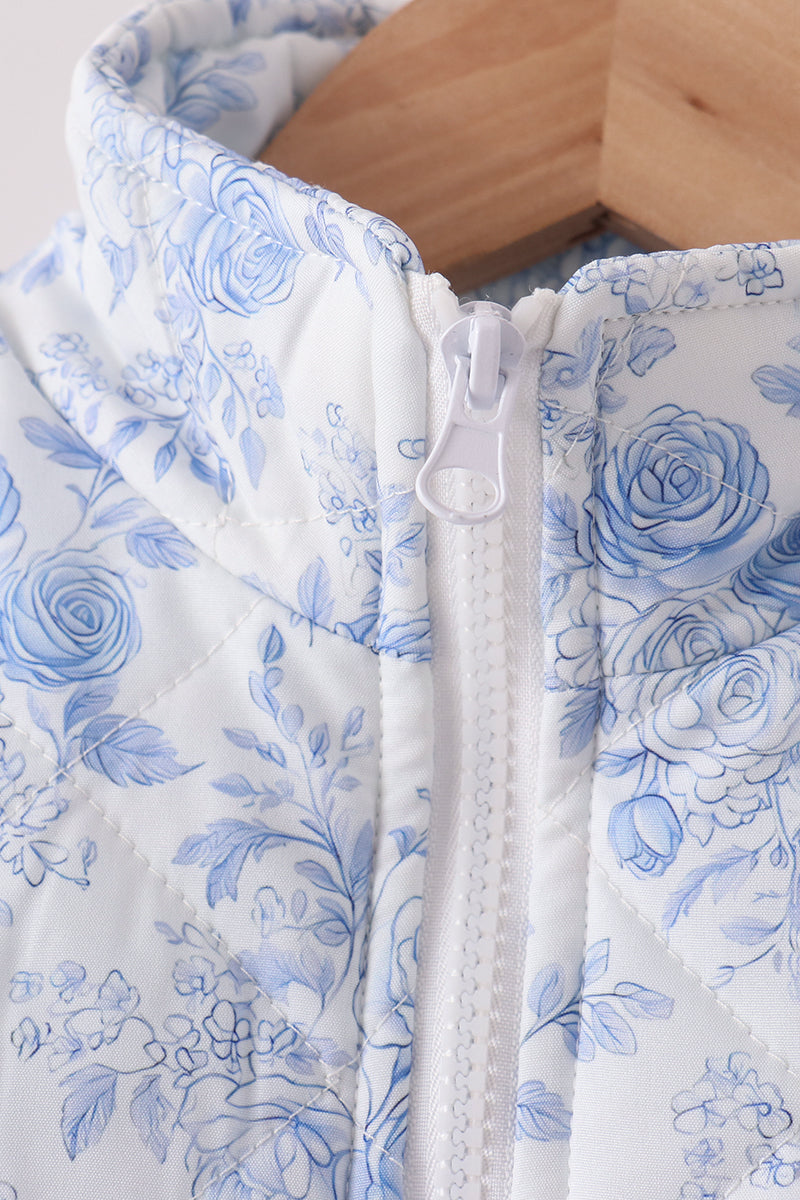 Blue floral ruffle vest - Aaria Tees Aaria Tees