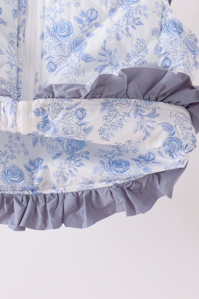 Blue floral ruffle vest - Aaria Tees Aaria Tees