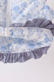 Blue floral ruffle vest - Aaria Tees Aaria Tees
