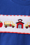Navy School Bus Smocked Gingham Shorts Set - Aaria Tees Aaria Tees