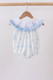 Blue Sailboat Smocked Ruffle Bubble - Aaria Tees Aaria Tees