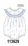 Blue Sailboat Smocked Ruffle Bubble Aaria Tees