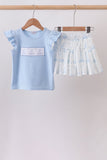 Blue Sailboat Embroidered Skorts Set - Aaria Tees Aaria Tees