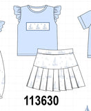 Blue Sailboat Embroidered Skorts Set Aaria Tees