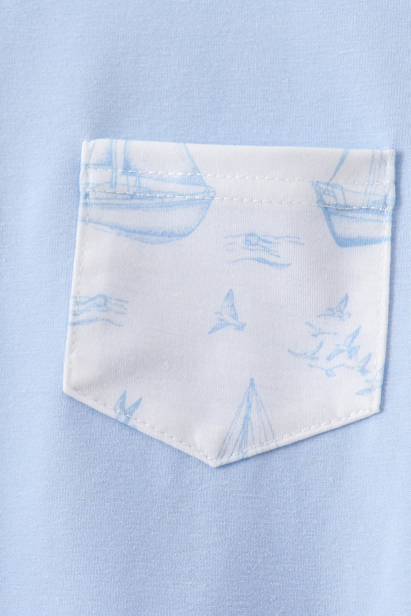 Blue Sailboat Shorts Set - Aaria Tees Aaria Tees