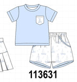 Blue Sailboat Shorts Set Aaria Tees