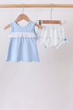 Blue Sailboat Smocked Scalloped Bloomer Set - Aaria Tees Aaria Tees