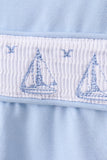 Blue Sailboat Smocked Scalloped Bloomer Set - Aaria Tees Aaria Tees
