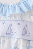 Blue Sailboat Smocked One-Piece Swimsuit - Aaria Tees Aaria Tees