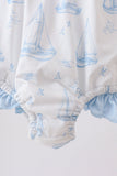 Blue Sailboat Smocked One-Piece Swimsuit - Aaria Tees Aaria Tees