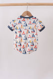 Blue Sailboat Smocked Bubble - Aaria Tees Aaria Tees