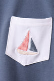 Blue Sailboat Print Shorts Set - Aaria Tees Aaria Tees