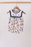Blue Sailboat Embroidered Ruffle Bubble - Aaria Tees Aaria Tees
