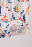 Blue Sailboat Embroidered Ruffle Bubble - Aaria Tees Aaria Tees