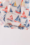Blue Sailboat Embroidered Ruffle Bubble - Aaria Tees Aaria Tees