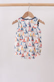 Blue Sailboat Embroidered Ruffle Bubble - Aaria Tees Aaria Tees