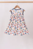 Blue Sailboat Embroidered Dress - Aaria Tees Aaria Tees