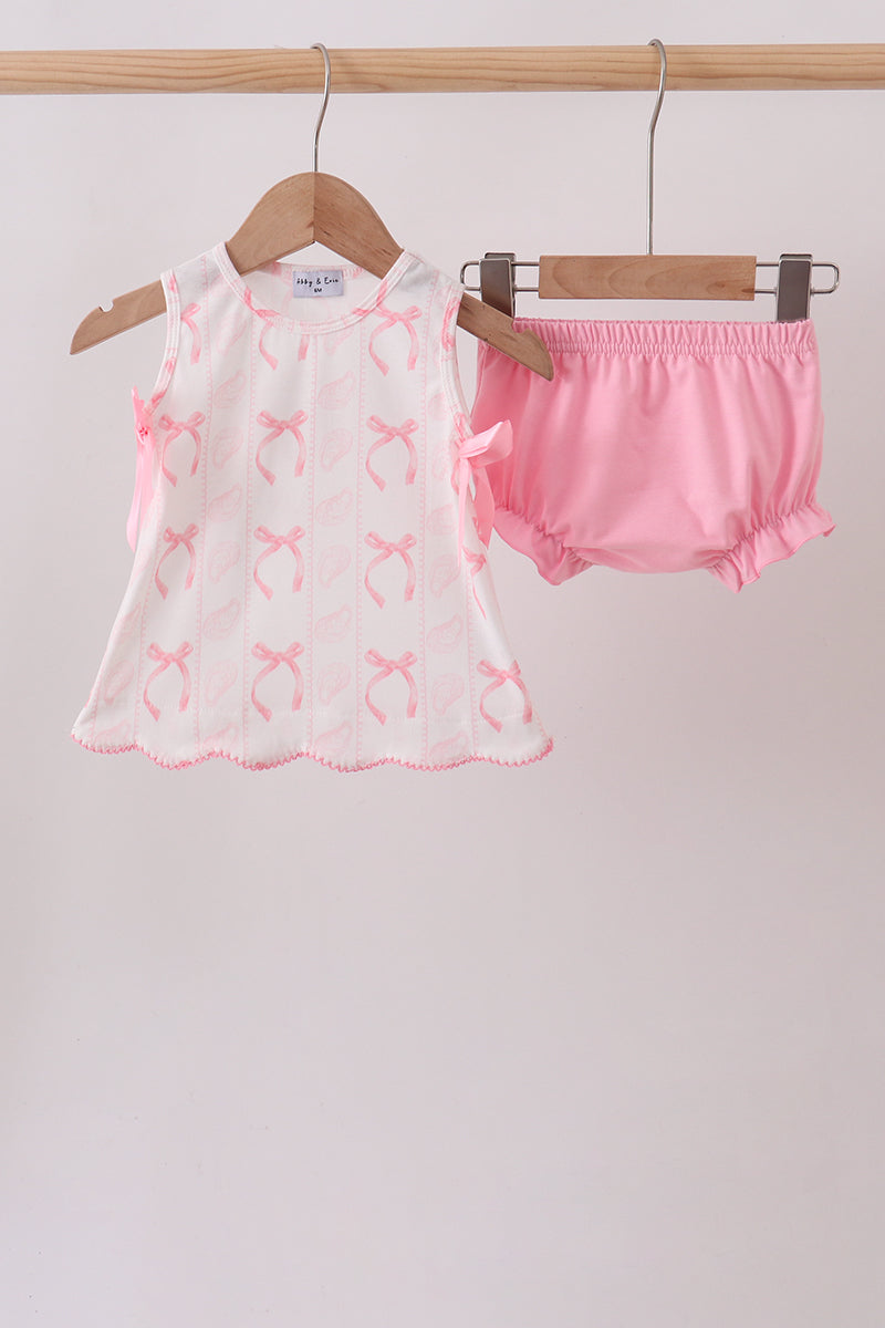 Pink Bow Print Bloomer Set - Aaria Tees