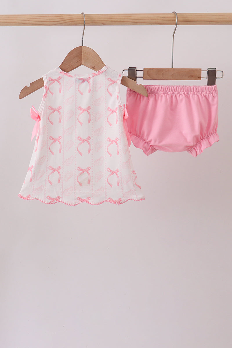 Pink Bow Print Bloomer Set - Aaria Tees Aaria Tees