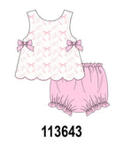 Pink Bow Print Bloomer Set Aaria Tees