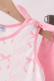 Pink Bow Print Ruffle Shorts Set - Aaria Tees Aaria Tees