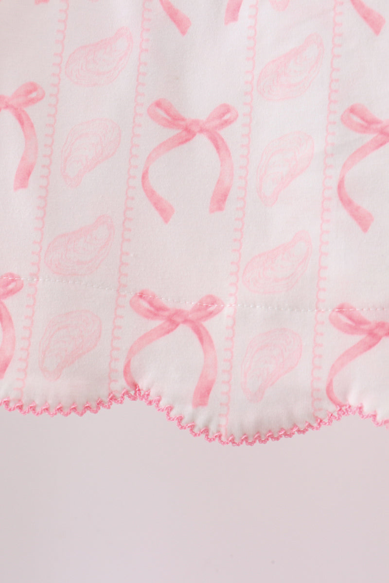 Pink Bow Print Ruffle Shorts Set - Aaria Tees Aaria Tees